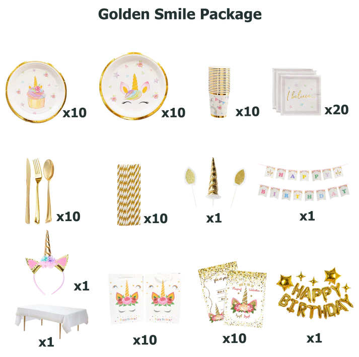 Party & Box Birthday Series Unicorn Golden Smile